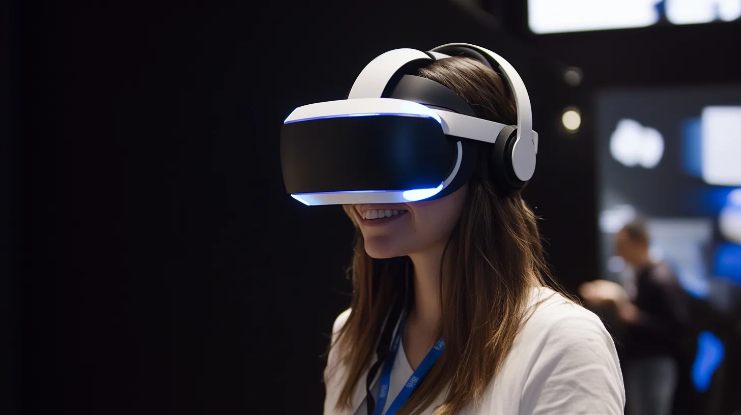 woman wearing a VR headset Immersive Retail Experiences